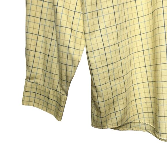 LL Bean Mens Size Large Traditional Fot Yellow Blue Plaid Button Down Shirt - Picture 6 of 10